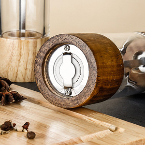 Moulin à sel manuel au design moderne, capacité 100 ml, cœur en céramique, outils de cuisine – Boîte à épices en bois ancien et acrylique, utilisation manuelle - Product Image 2