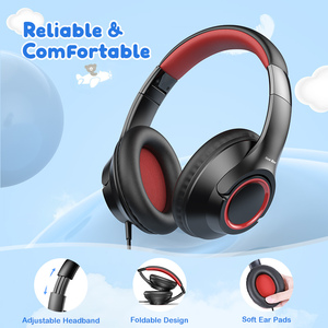 หูฟังครอบหูสำหรับเด็กสายรัดศีรษะแบบปรับได้3.5มม. หูฟังสำหรับการเรียนรู้ในโรงเรียน - Product Image 2