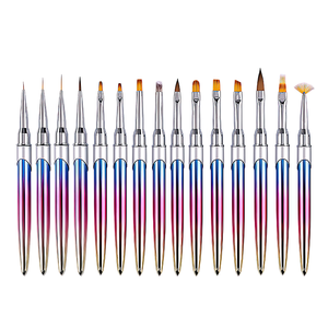 Ensemble de 15 pinceaux pour nail art en métal, pour le mélange de gel UV, la sculpture, la peinture florale et le dessin de lignes - Product Image 1
