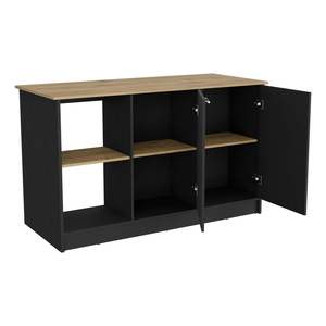 Padua <b>Kitchen</b> <b>Island</b> in Black/Macadamia Stylish <b>Kitchen</b> <b>Islands</b> & <b>Carts</b> - Product Image 6