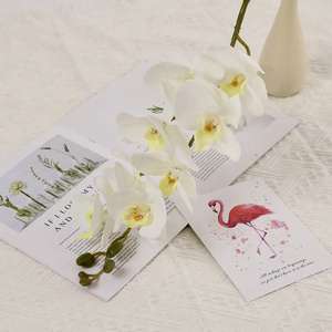 Flor Artificial de Phalaenopsis a <span class=keywords><strong>Precio</strong></span> Económico, Decoración de Flores Artificiales, 8 Orquídeas Mariposa de Terciopelo Color Durazno - Product Image 2