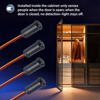 Strip Lampu 3000K 4000K 6000K dengan Sakelar Sensor Gerak PIR 12V24V dan Adaptor Daya 110V 220V untuk Kabinet/Lemari Pakaian Colokan EU/US