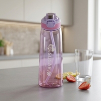 Bouteille en plastique anti-fuite de qualité alimentaire sans BPA avec couvercle à ouverture rapide pour la randonnée, l'école, les fêtes et le bureau