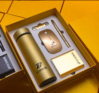 Set kotak hadiah promosi 5 dalam 1, Bank daya pena Usb Mouse Set hadiah pria ramah lingkungan produk 2024