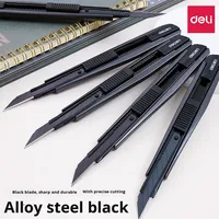 Deli 2037S petit couteau utilitaire à lame en métal coupe-papier rétractable multifonctionnel pour le bureau en alliage de zinc