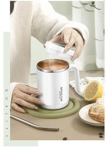 Taza de Acero Inoxidable 304 Personalizada con Tapa y Pajita, Taza de Café de Lujo Ligera Resistente al Calor, Botella de Agua de Viaje - Product Image 4
