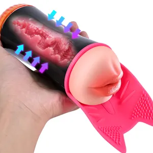 ของเล่น Masturbator ไฟฟ้ามือฟรี Peristaltic ดูดเสียง3D จริงช่องคลอด