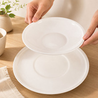 Assiettes plates en porcelaine fine pour la maison, les restaurants et les hôtels ; Assiettes à steak et soucoupes pour plats froids – Design moderne et minimaliste blanc pur, finition brillante