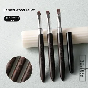 Large Flat Head Gel Nail Art Brush Nylon Bristle Wooden Handle with Lid Acrylic <b>Builder</b> Gel Manicure Salon Nail Painting Tool - Product Image 3