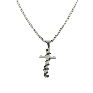 Men's Stainless Steel <b>Cross</b> Pendant Necklace <b>With</b> <b>Chain</b> Wrap Design Geometric Punk Style 120217 - Product Image 2
