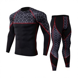 Combinaison de compression à manches longues pour homme avec motif hexagonal et bordure vert fluo, séchage rapide, coupe-vent, en cuir, pour toutes les saisons - Product Image 5