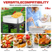 Friteuse à gaz propane d'extérieur multifonction, cuiseur à fruits de mer et friteuse profonde avec capacité de 5 et 18 litres pour équipement de restauration