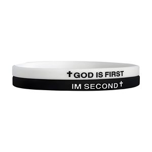 Gott ist Erstes Armband Gummiarmband Inspirierendes Graviertes Bibelvers-Armband Silikon-Armband Sportliches Christliches Armband - Product Image 1