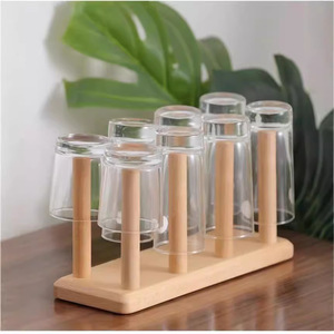 Support à tasses en bois massif en noyer noir avec support, égouttoir de bureau pour usage domestique - Product Image 5