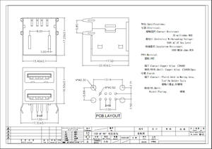 Prise USB Type-A femelle à double port, angle droit, 90° °   Conception blindée avec broches DIP à angle droit pour montage sur circuit imprimé - Product Image 5