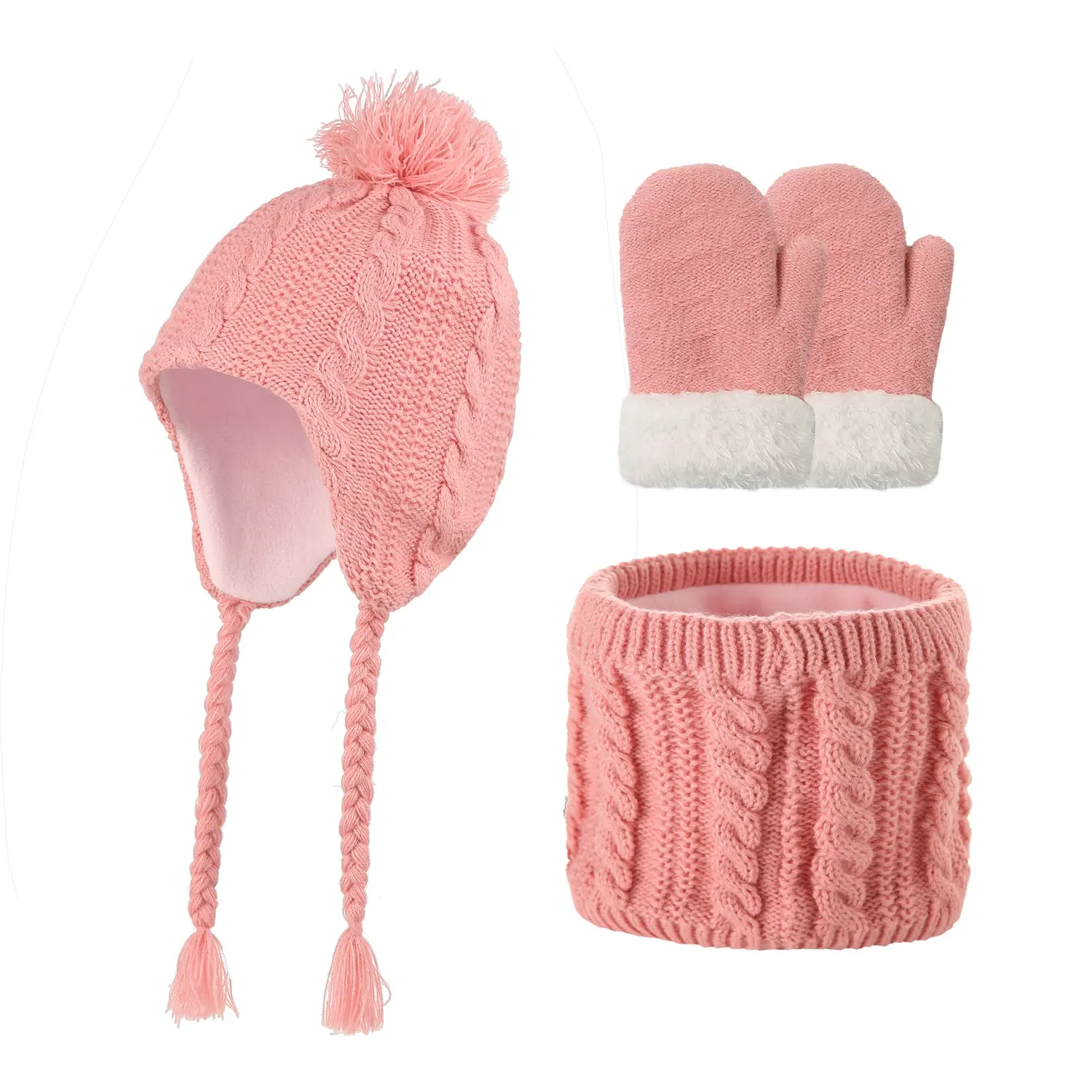 Оптовая продажа, комплект из трех предметов, детский утеплитель для шеи и шарфа, зимний Повседневный утеплитель для шеи, теплые перчатки, шапка для детей