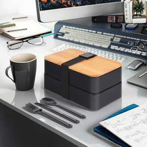 กล่องเบนโตะญี่ปุ่นขายส่งแบบกำหนดเอง กล่องอาหารกลางวันพกพาแบบใช้ซ้ำได้สำหรับแคมป์ปิ้ง พร้อมฝาไม้ไผ่ - Product Image 3