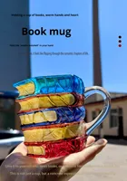 Tasses à café en verre pour la maison, élégantes, en forme de livre, avec un design minimaliste, style moderne, tasse à café peinte en forme de livre