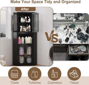 ארון איחסון ארון בגדים פינתי 64 "ארון חווה מתכת גבוהה עם דלתות זכוכית אקרילית ומדפים מתכווננים - Product Image 5