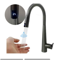 Robinet de cuisine moderne automatique sans contact avec fonction de tirage vers le bas et mélangeur d'eau froide, capteur numérique LED