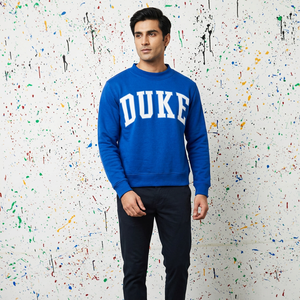 Sudadera con Capucha Duke Azul Rey y Blanco con Apliques, Corte Regular, 100% Algodón, Gruesa, Estilo Vintage, para Hombre - Product Image 1