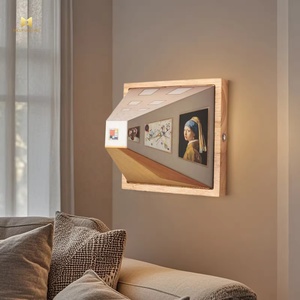Lampe de nuit LED visuelle à œil nu moderne créative en bois pour salon, lampe d'ambiance murale non perforé<span class=keywords><strong>e</strong></span> - Product Image 1