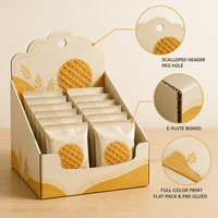 Boîte de présentation pliable biodégradable de qualité alimentaire pour l'emballage de vente au détail de bonbons, barres protéinées, chocolats, avec gaufrage.