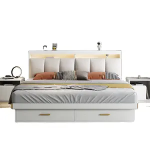 Cadre de lit moderne pour la maison, ensemble de meubles de chambre à coucher avec rangement de 1.8m