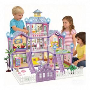 Kit de Casa en Miniatura para Armar, Modelo de Villa de Plástico PVC con Luces y Accesorios, Juguete Creativo para Niñas y Niños - Product Image 1