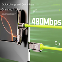 Cable de Datos Tipo-C de Silicona 4 en 1 de 240W con Carga Rápida, Cable USB con Luz LED Fluida, USB C Líquido