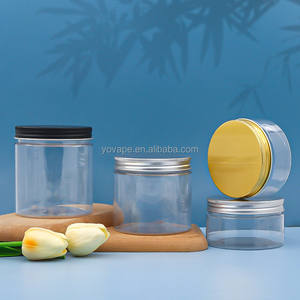 Vaso a bocca larga a basso profilo 60 g 100g 120g <span class=keywords><strong>150</strong></span> g 200 250 grammo 6 Oz 8 once marmellata di biscotti per alimenti barattolo in PET trasparente con coperchio in oro argento - Product Image 4