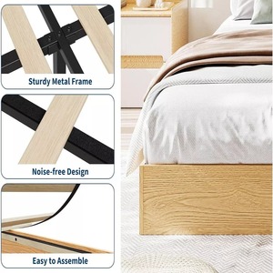 Custom Modern Queen Wood Storage Bed Frame with 6 Drawers Platform Bed High <strong>Headboard</strong> No Box Spring Needed - Product Image 4