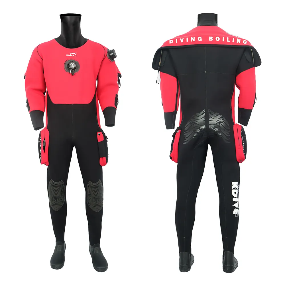 Высококачественный Красный Мужской неопреновый водонепроницаемый гидрокостюм для подводного плавания сухой костюм с ботинками
