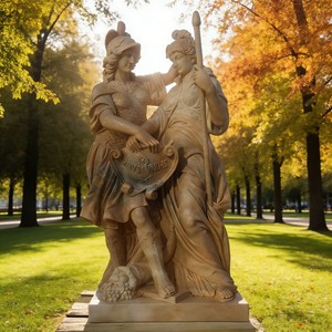 Estatua de Guerrera Europea para Exteriores, Escultura de Luchadora, Estatuas Romanas Femeninas de Tamaño Real, Estatuas de Guerreros de Mármol Rojo Atardecer - Product Image 2