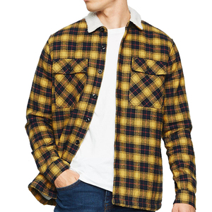 High Quality Warmth 100%Cotton Chest Pockets Wholesale Men's <strong>Flannel</strong> Plaid Shirt <strong>Jacket</strong> - Product Image 1