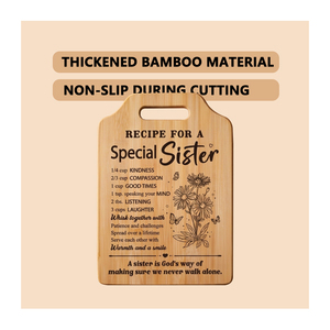 Planche à découper en bambou sculpté double face, cadeau de <span class=keywords><strong>cuisine</strong></span> populaire 2026 pour sœur, planche à pain solide en bois, vente en gros - Product Image 6