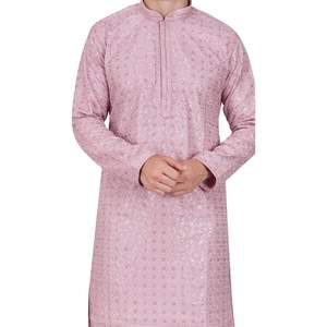 Ensemble Kurta Pajama pour homme Triloki, brodé et orné de paillettes, en rayonne, tenue ethnique indienne traditionnelle, tenue pour Diwali Puja - Product Image 4