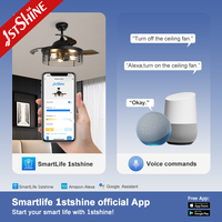Ventilador de Techo Retráctil Inteligente 1stshine con Control Remoto, Asistente de Voz, Bajo Consumo de Energía, Diseño Elegante, Wifi TUYA, para Uso en Interiores y Exteriores