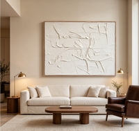 Toile abstraite à texture épaisse, peinte à la main, effet plâtre 3D, art mural, œuvre d'art minimaliste aux tons neutres