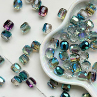 Vente en gros de perles en vrac scintillantes de 8mm de haute transparence perles de verre cylindrique à facettes pour la fabrication de bijoux à bricoler soi-même