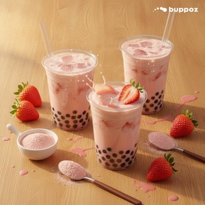 Poudre de thé au lait à la fraise, sac de 1 kg, Halal, HACCP, pour les fabricants de bubble tea et de thé au lait - Product Image 5