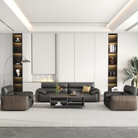 Ensemble de canapés de bureau en cuir de style européen au design nordique moderne pour les bureaux et la réception commerciale