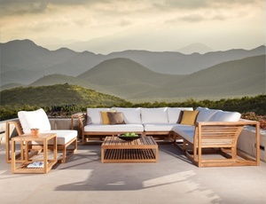 Meubles de jardin modernes, canapé de jardin en teck de haute qualité avec coussins confortables - Product Image 2