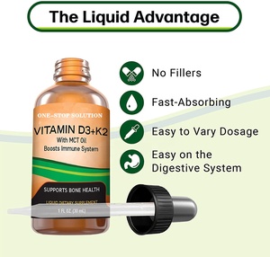 Suplemento OEM vegana de vitamina D3, vitamina K2 (), gotas líquidas para adultos que apoyan los huesos fuertes y el corazón sano - Product Image 3