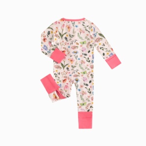 Miozing - Mameluco <span class=keywords><strong>de</strong></span> Bambú Orgánico con Estampado Floral y Doble Cremallera <span class=keywords><strong>para</strong></span> Bebés Niñas <span class=keywords><strong>de</strong></span> 12 a 18 <span class=keywords><strong>Meses</strong></span>, Ropa Ligera <span class=keywords><strong>de</strong></span> Verano - Product Image 3