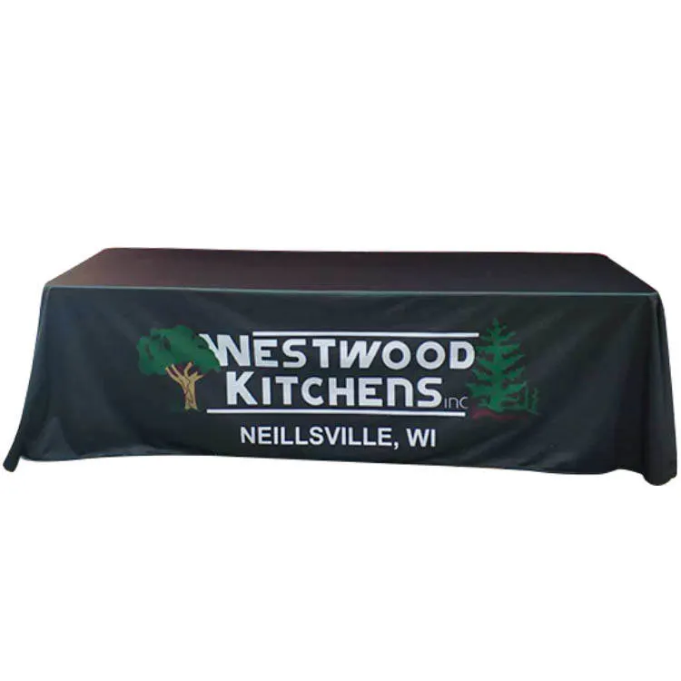 Tafelkleed 4ft/6ft/8ft Polyester Bedrukt Aangepaste Tafelkleed Cover Logo Voor Huwelijksfeest Evenement