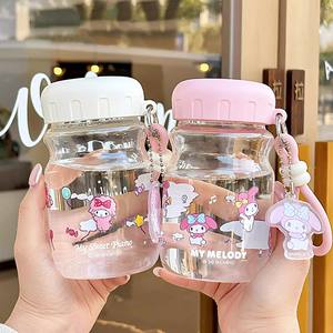 Bouteille d'eau en verre Zuo Mu Kuromi 350 ml portable avec couvercle et paille pour les filles à l'école, utilisation estivale - Product Image 5