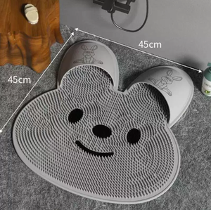 MD-R985 Grey Rabbit-Shaped <b>Silicone</b> Foot <b>Scrubber</b> 14"x12" Non-Slip Shower Floor Matt Effective Suction Cups Tool Exfoliating - Product Image 6