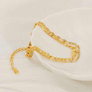 Stainless Steel Double Layer Chain Bracelet Geometric Design Unisex Jewelry - Product Image 4