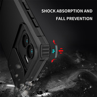 Funda de teléfono con armadura protectora para cámara deslizante para Xiaomi Mi 11 Lite / 11T Poco X3 X4 M4 Pro / Redmi 14C 10C, funda trasera con soporte